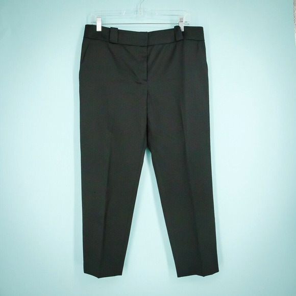 The Row Size 10 Black Crop Cropped Tapered Leg Button Zip Virgin Wool Pants - Picture 1 of 9